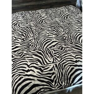 Vintage y2k Zebra Print Reversible Comforter Black White Animal Print  Bedding